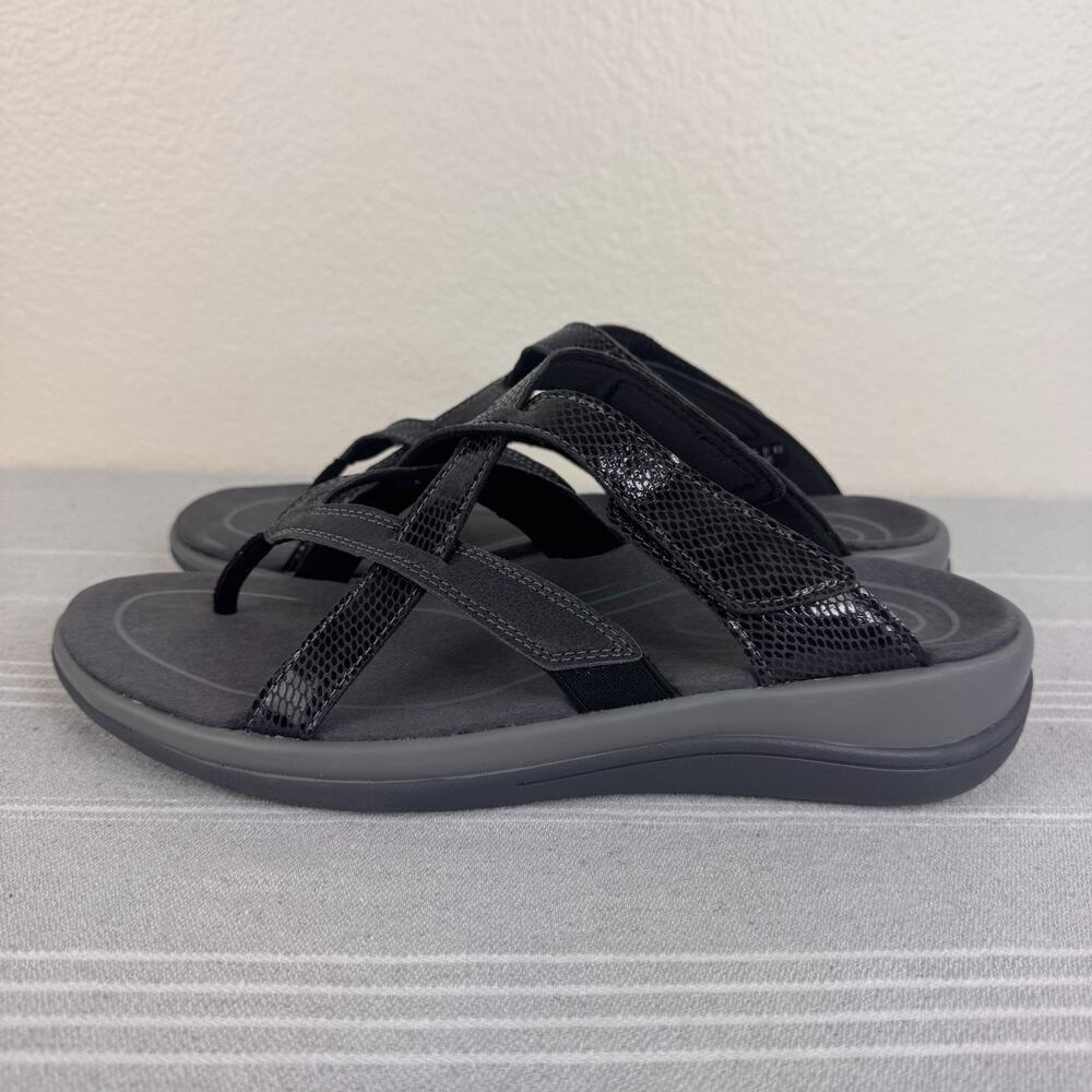 OrthoFeet Clio 976 Sandals Orthopedic Comfort Flip Flop Snake Black 8.5D Wide - Picture 6 of 12